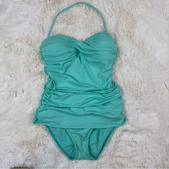 Tommy Bahama Twist Shirred Bandeau One-Piece Swimsuit - Size 8 - NWOT - Picture 1 of 5